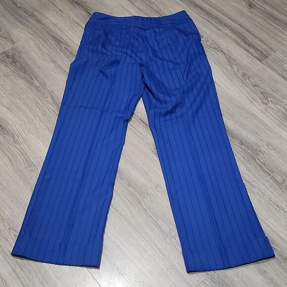 GUC Vintage Cobalt Blue Striped Flare Cuffed Metrostyle Dress Pants - Picture 7 of 7